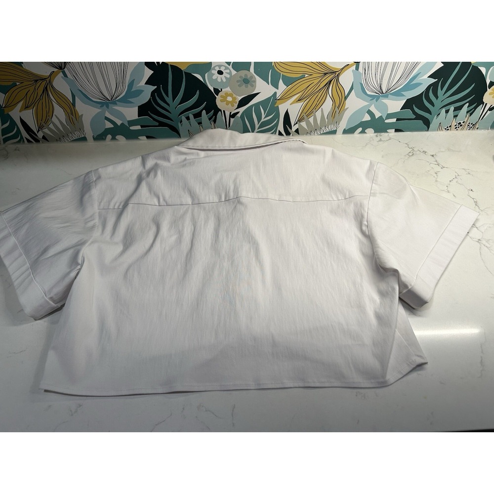 Antonio Melani Top Cropped Twisted Blouse Button Sz XL White EUC Whimsigoth Y2K - Picture 12 of 12